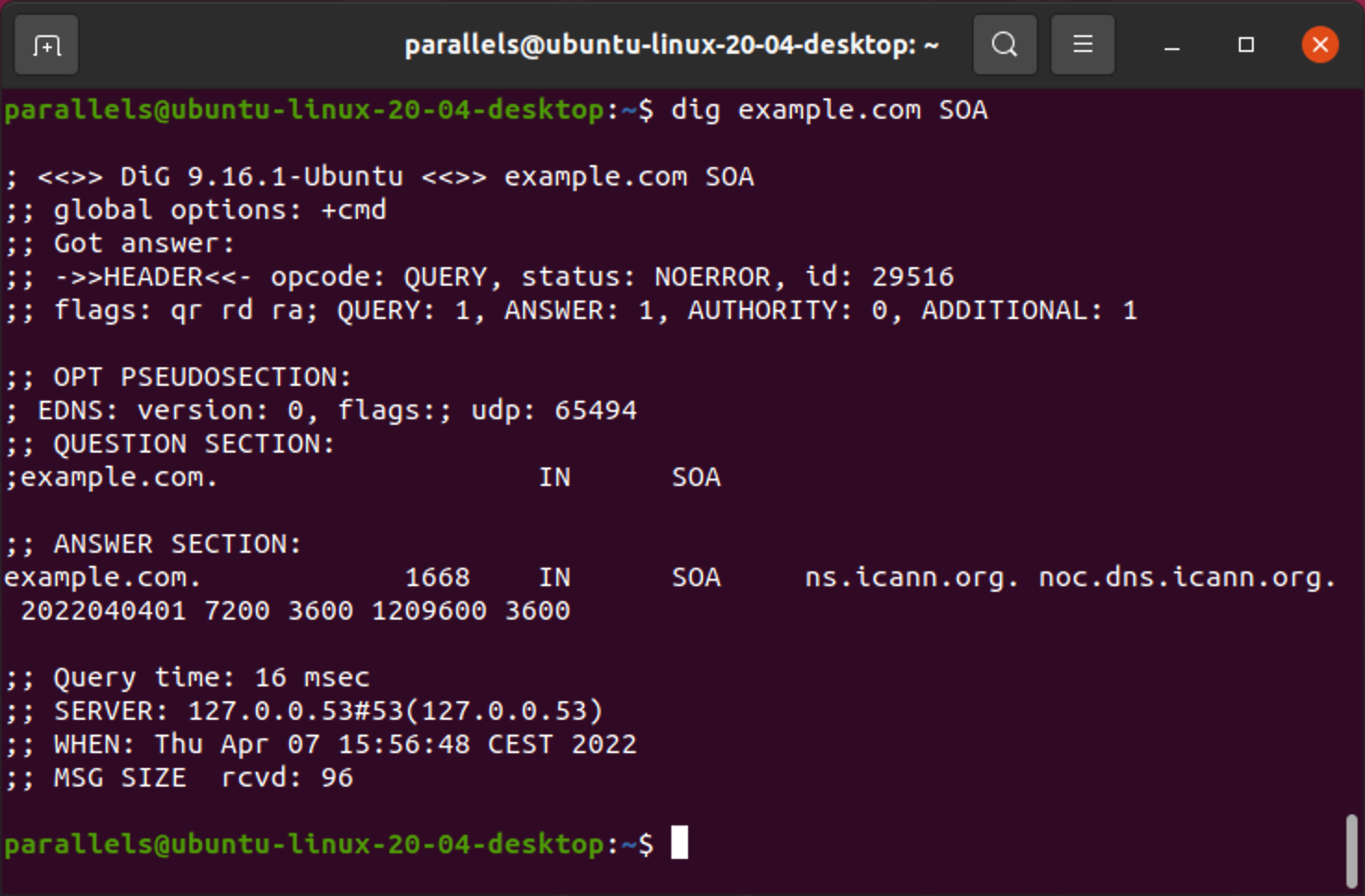 SOA lookup in Linux